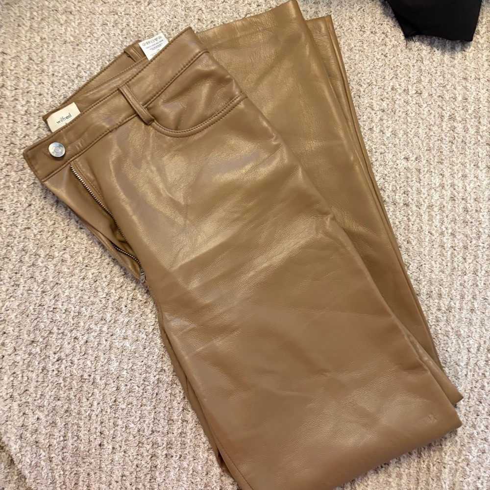 Wilfred Faux Leather Pants in Camel Brown